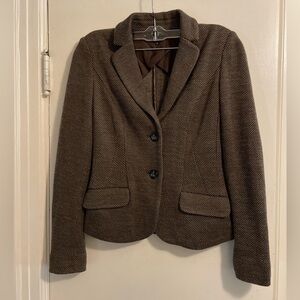 Max Mara Weekend Wool Blend Mixed Brown White Pattern Blazer Size Extra Small